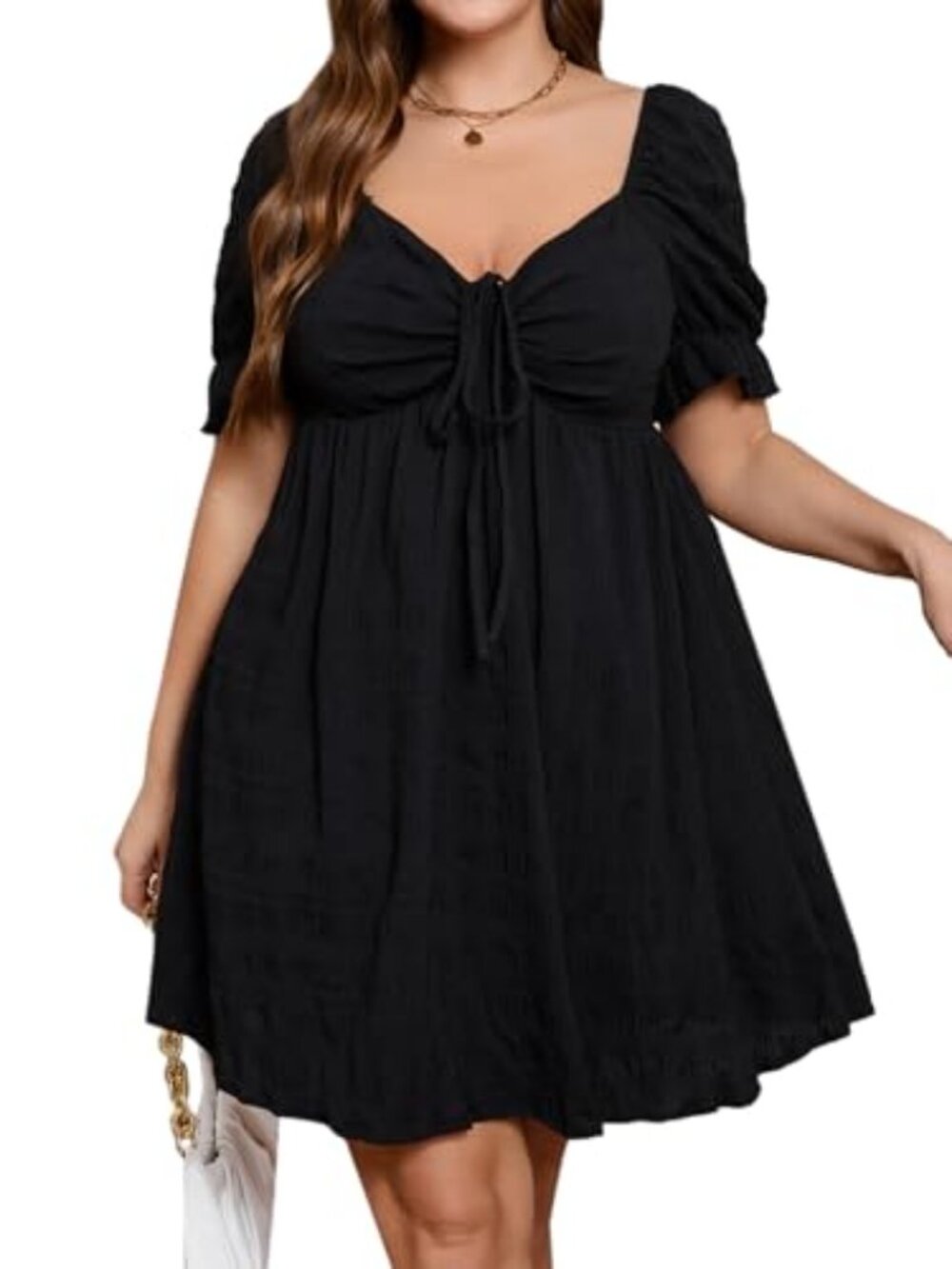 SOLY HUX Womens Sweetheart Neck Puff Short Sleeve Dress-NWT